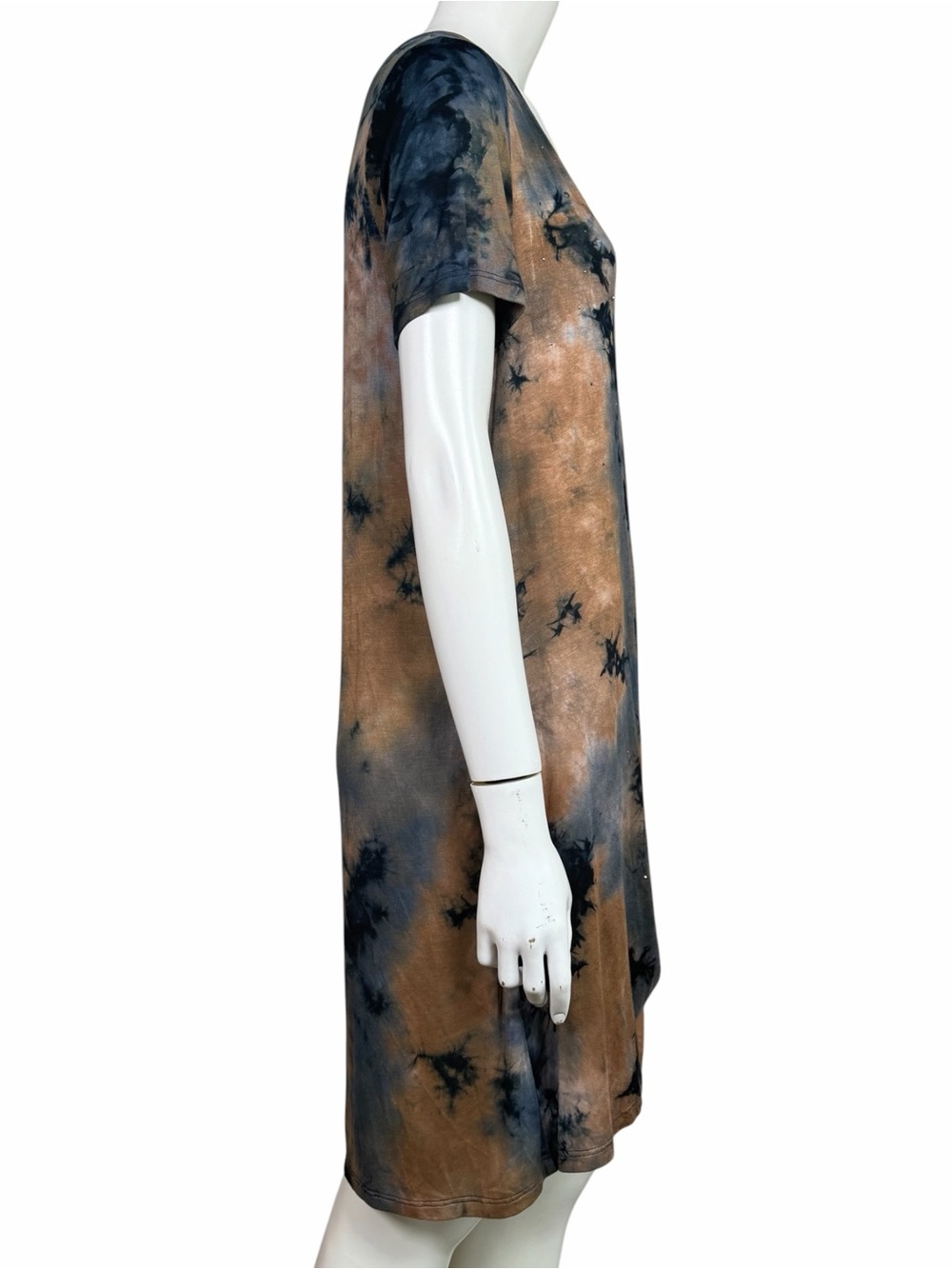 Vocal Tie Dye Twist Front T-Shirt Dress Studded V Neck Large Boho - Picture 4 of 8